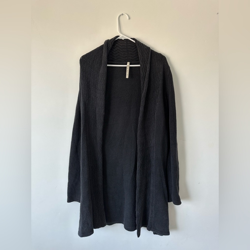 Leo and Nicole Charcoal Long Knit Cardigan